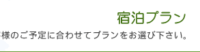 宿泊プラン　お客様のご予定に合わせてプランをお選び下さい。